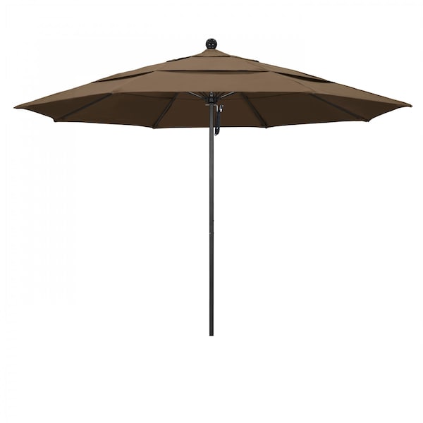 California Umbrella 11' Black Aluminum Market Patio Umbrella, Sunbrella Cocoa 194061333358 - main